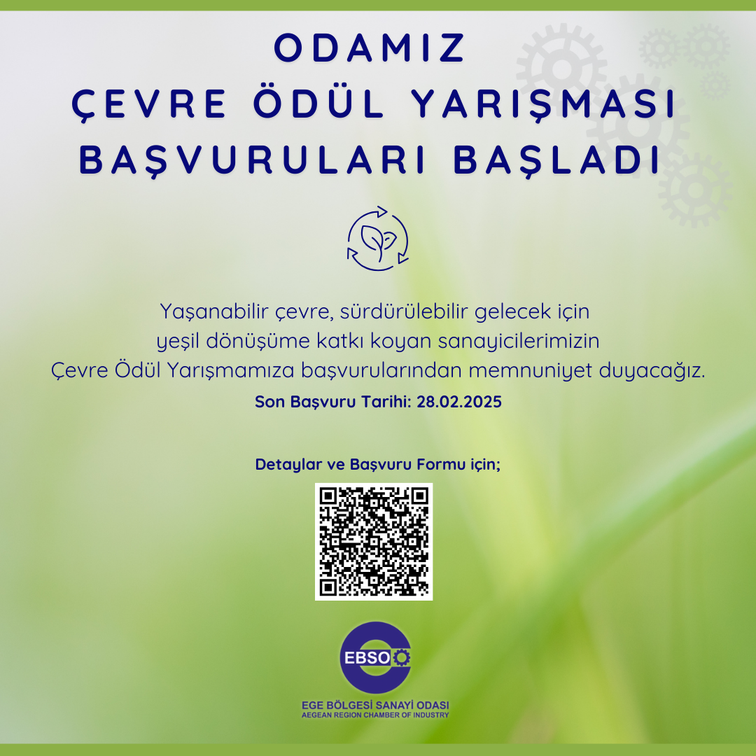 ODAMIZ 2024 YILI ÇEVRE ÖDÜL YARIŞMASI'NA BAŞVURULARINIZI BEKLİYORUZ