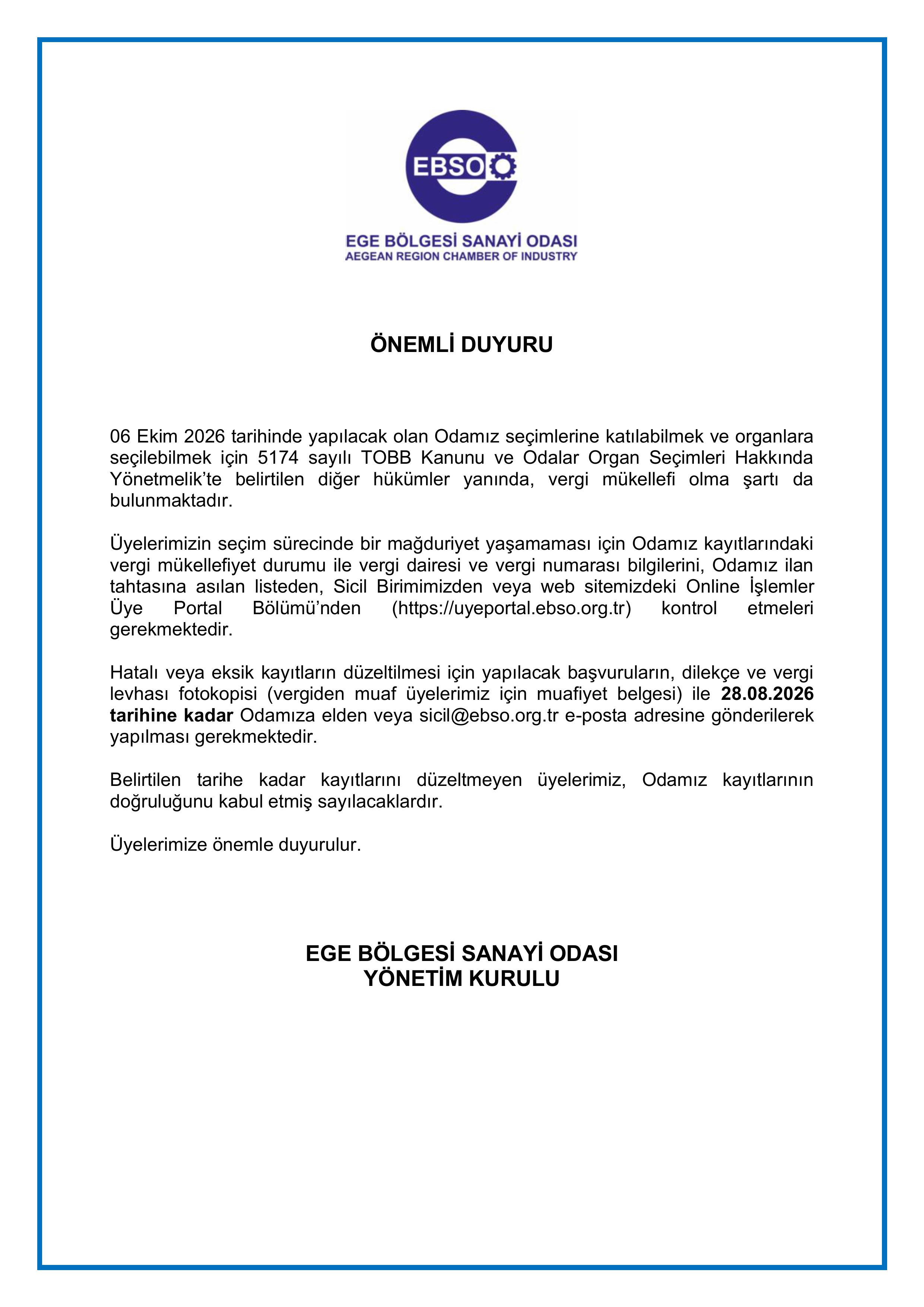 Seçim Duyurusu 2026