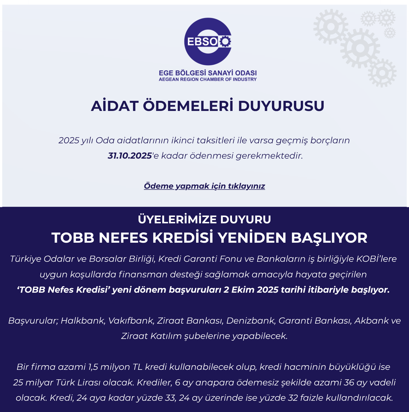 Üyelerimize Duyuru