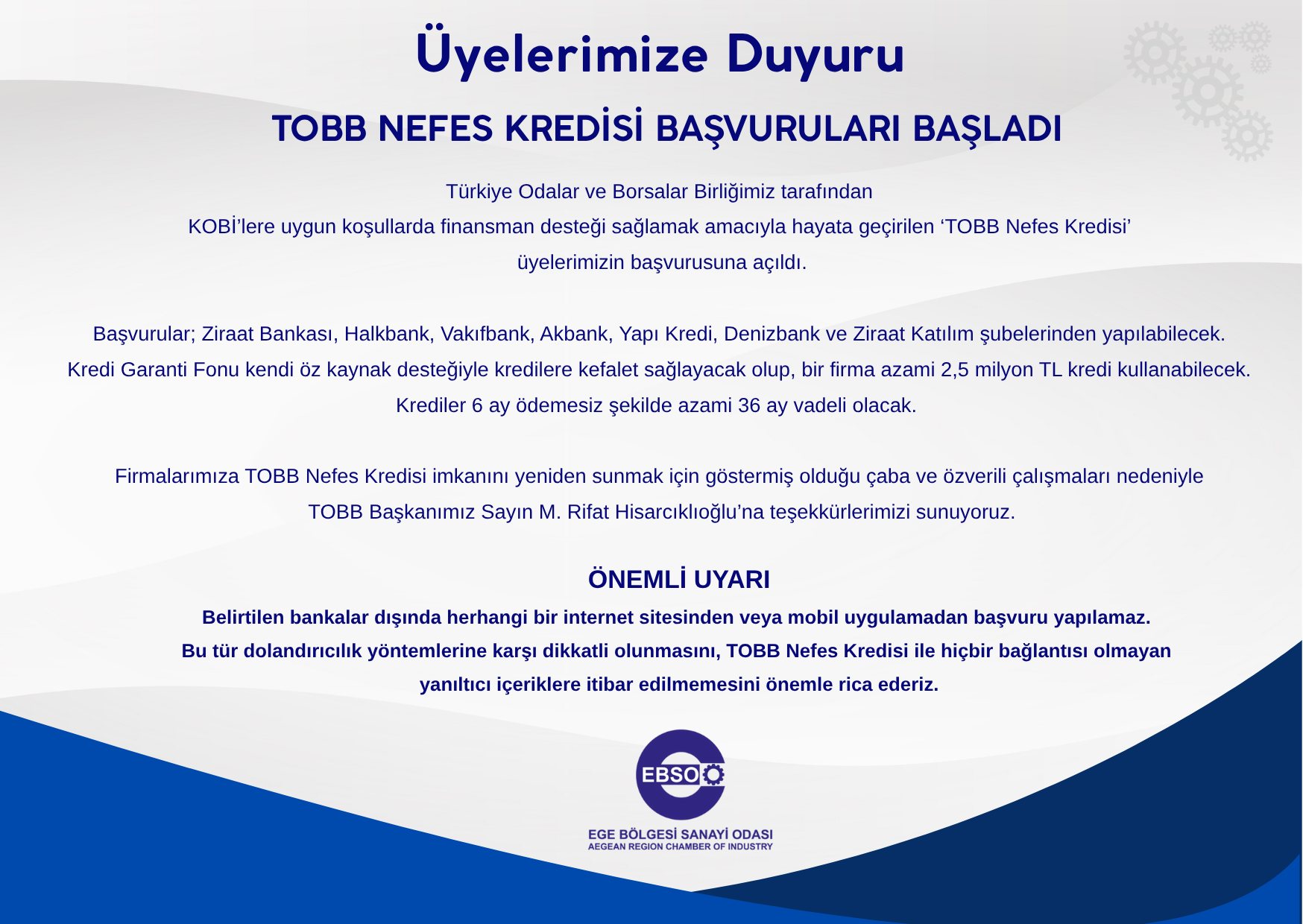 Üyelerimize Duyuru